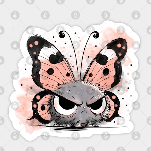 Grumpy Butterfly Sticker by H. R. Sinclair